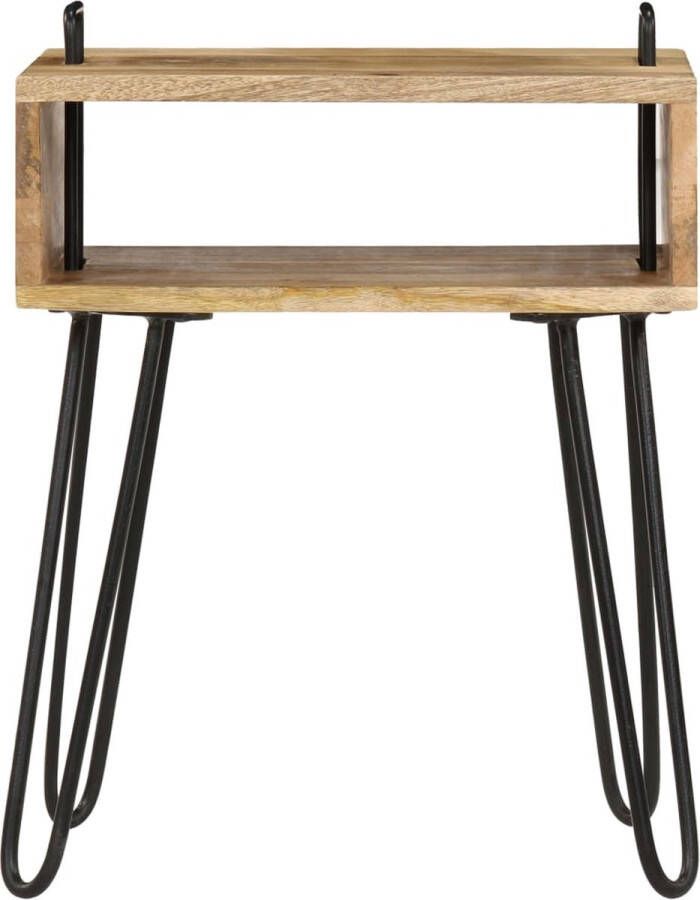 The Living Store Nachtkastje nummer Houten Nachtkastje 40x34x47cm Massief Mangohout Nachtkastje Houten Meubilair Industrieel Design Mangohout Vintage Look