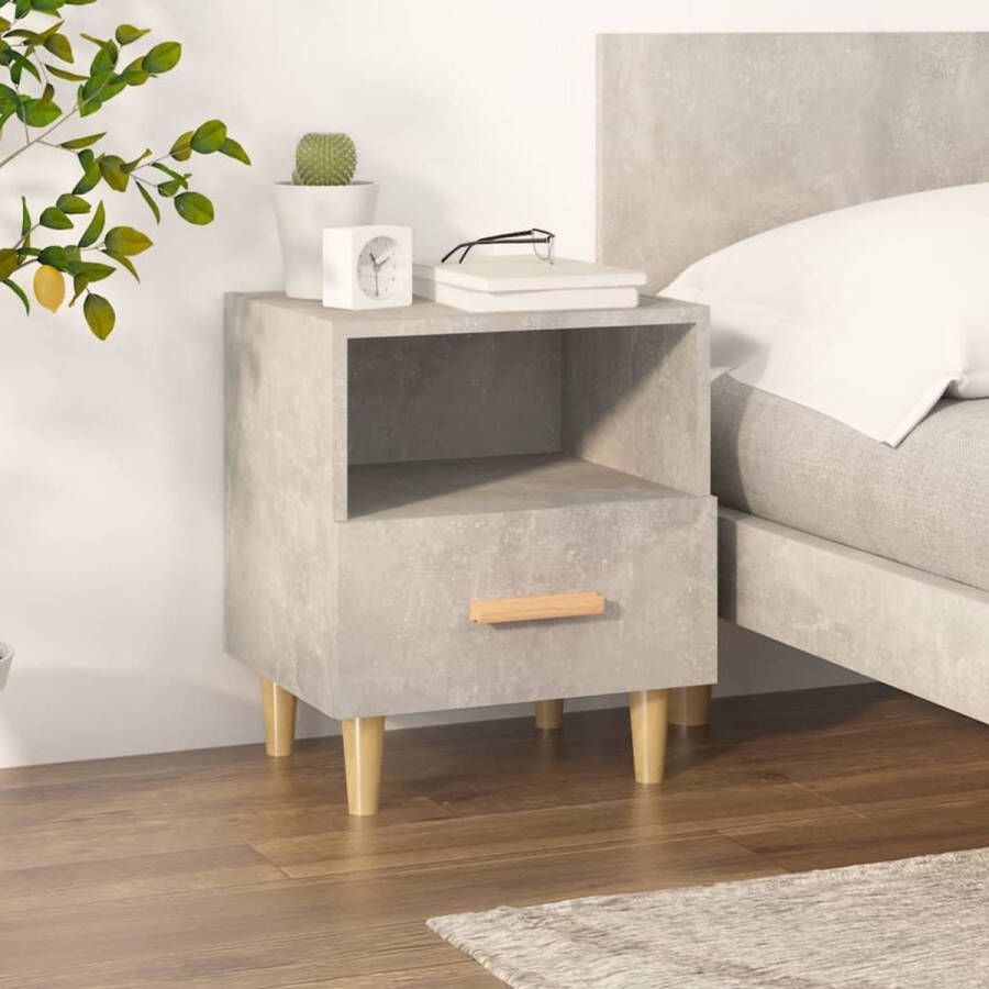 VidaXL The Living Store Nachtkastje Scandinavische Stijl Betongrijs 40 x 35 x 47 cm Met opbergruimte en stevig blad - Foto 2