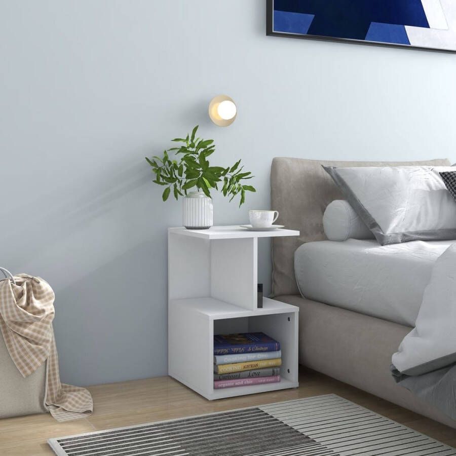 The Living Store nachtkastje set wit spaanplaat 35x35x55 cm Elegant ontwerp - Foto 2