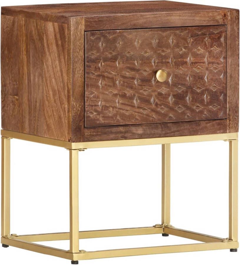 The Living Store Nachtkastje Vintage Stijl Massief Mangohout 40x30x50 cm Handgesneden Met 1 lade Nachtkastje Vintage Mangohout Rustic Designmeubel - Foto 2