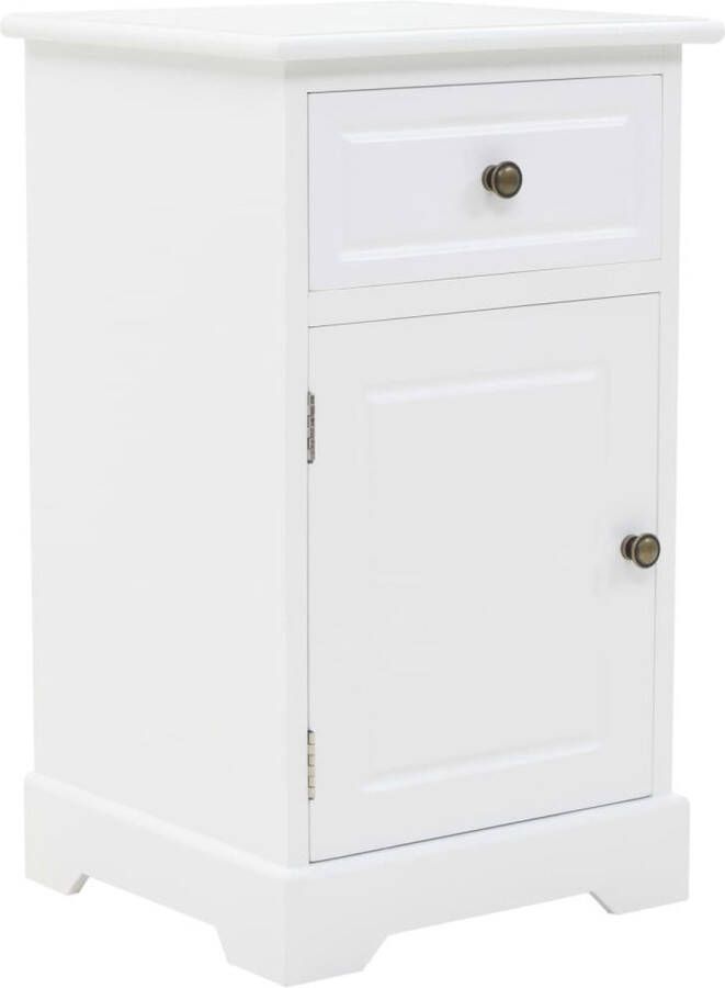 The Living Store Nachtkastje Wit 35 x 32 x 59 cm MDF Metalen handvatten Nachtkastje Slaapkamermeubel Wit Meubel Mdf Meubel Houten Kast - Foto 2