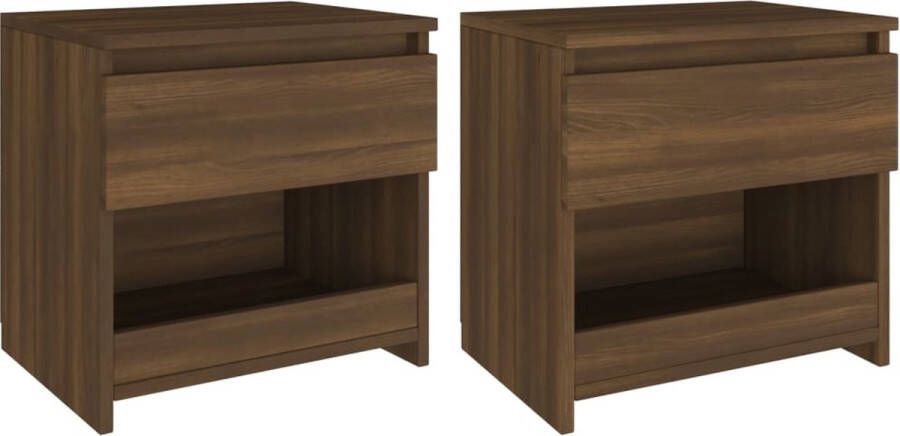 The Living Store Nachtkastjes 2 st 40x30x39 cm bewerkt hout bruineikenkleurig Kast