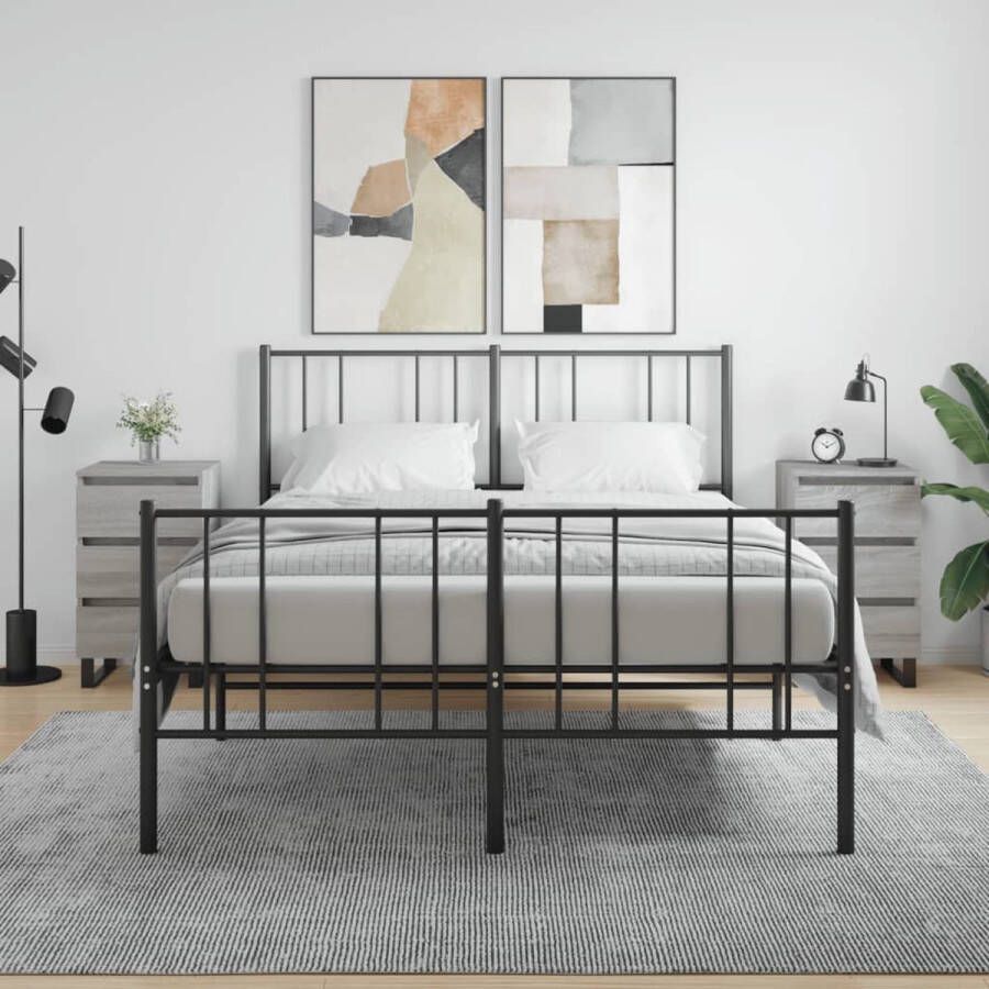 The Living Store Bedkastjes Grijs Sonoma Eiken Set van 2 40 x 35 x 69 cm Met 3 lades - Foto 2