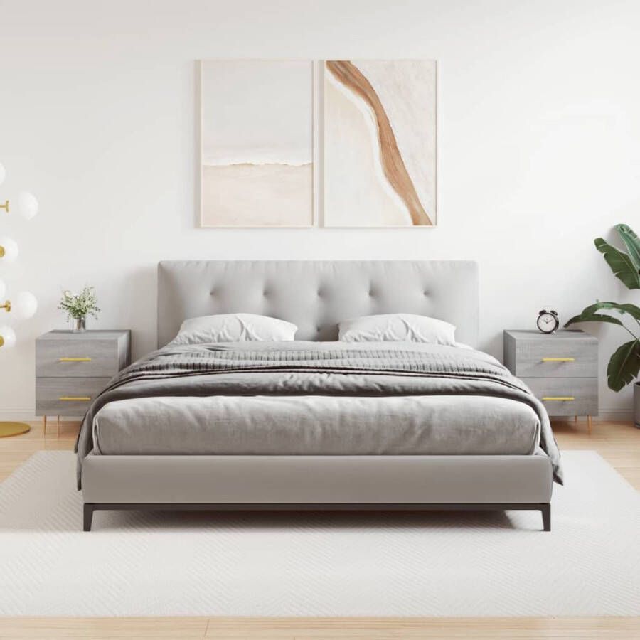 The Living Store Nachtkastjes Moderne Charme Grijs Sonoma Eiken 40 x 35 x 47.5 cm Metalen voeten Nachtkastjes Kast Slaapkamer Meubilair Houten Kast Grijze Kast - Foto 4