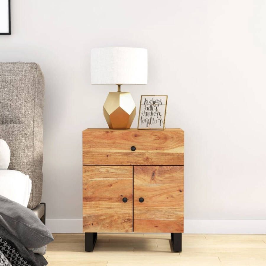 The Living Store Nightstand Industrial s Nightstands 50 x 33 x 60 cm Solid Acacia Wood Nachtkastje Industrieel Design Acacia Hout Industriele Stijl Salontafel - Foto 3