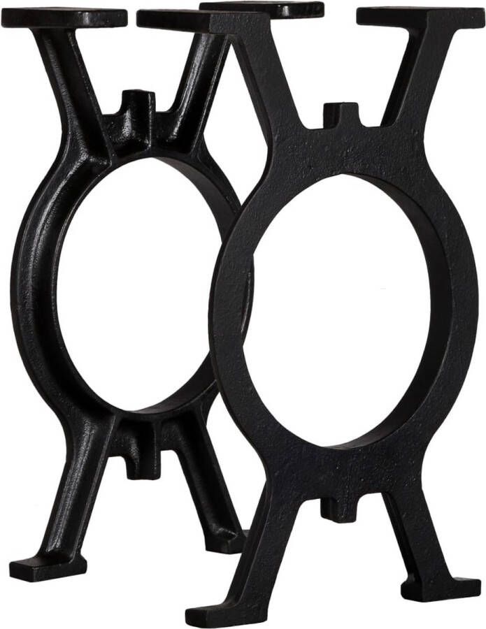 The Living Store Bankpoten 2 st O-frame gietijzer Bankpoten Gietijzeren Potten Vintage Bankpoten Industriële Bankpoten Zwarte Bankpoten - Foto 3