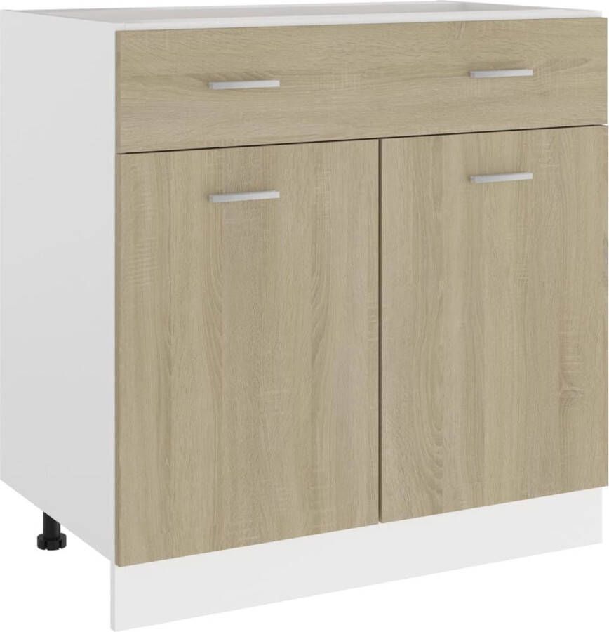 The Living Store Onderkast met lade 80x46x81 5 cm bewerkt hout sonoma eikenkleur Keukenonderkast Lades Opslagruimte Houten Kast Sonomaeiken - Foto 2