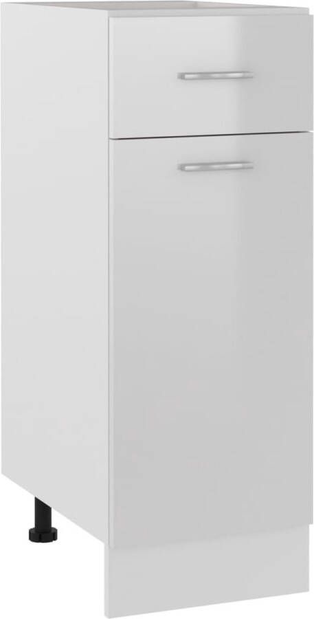 The Living Store Onderkast met lade Lyon 30x46x81 5cm bewerkt hout hoogglans wit Keukenonderkast Lades Opslagoplossing Witte Keuken Houten Keukenmeubel - Foto 2