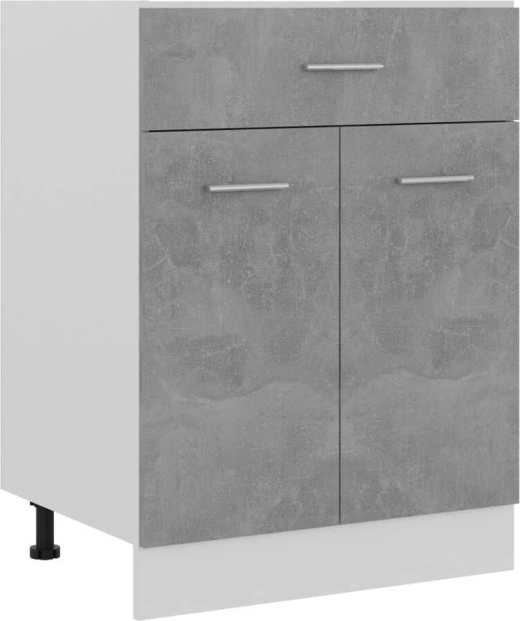 The Living Store Onderkast met lade 60x46x81-5 cm bewerkt hout betongrijs Keukenkast