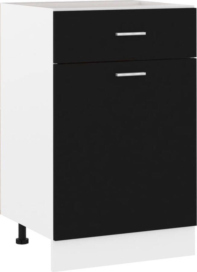 The Living Store Onderkast met lade Lyon 50x46x81 5 cm bewerkt hout zwart Onderkast Keukenopbergruimte Houten Kast Zwarte Kast Lades - Foto 2