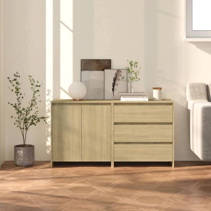 The Living Store Opbergkast Dressoir met deuren Sonoma eiken 70 x 41 x 75 cm Bewerkt hout