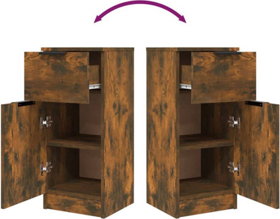 The Living Store Dressoir 30x30x70 cm bewerkt hout gerookt eikenkleurig Dressoir Opbergkast Houten Kast Gerookte Eiken Kleur Salontafel - Foto 4