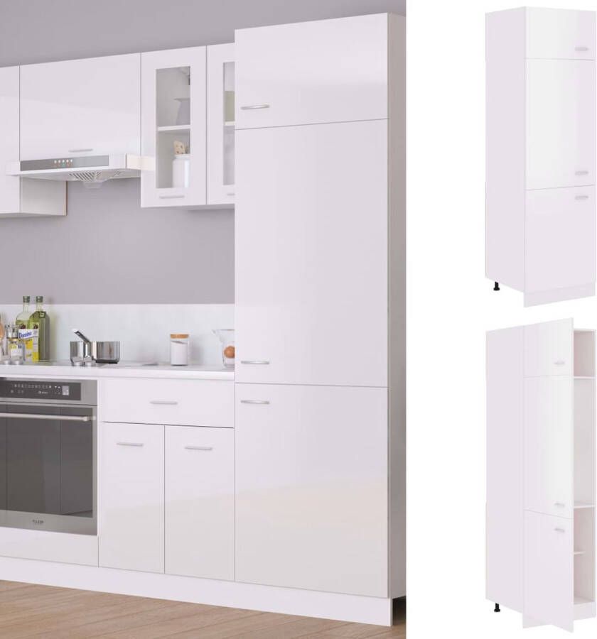 The Living Store Opbergkast Hoogglans wit 60 x 57 x 207 cm (B x D x H) Duurzaam en functioneel
