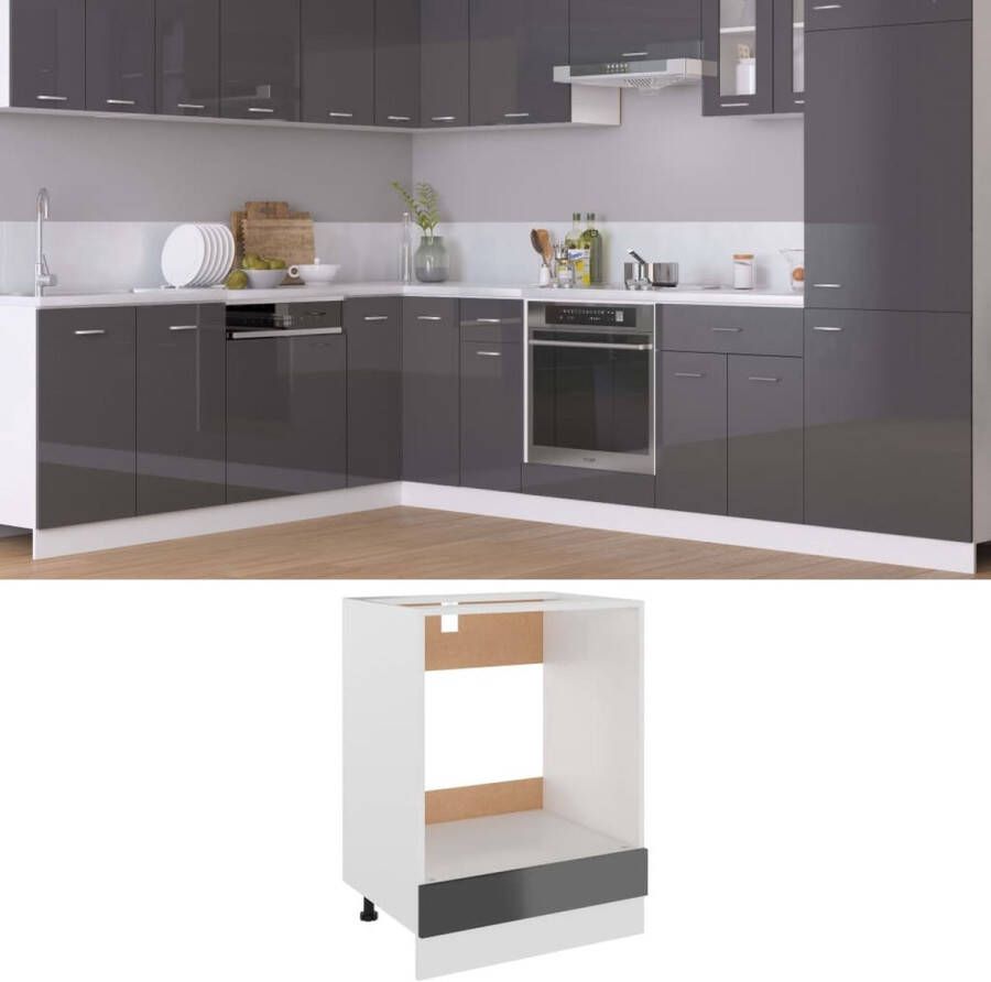 The Living Store Opbergkast Keuken 60 x 46 x 81.5 cm Hoogglans grijs