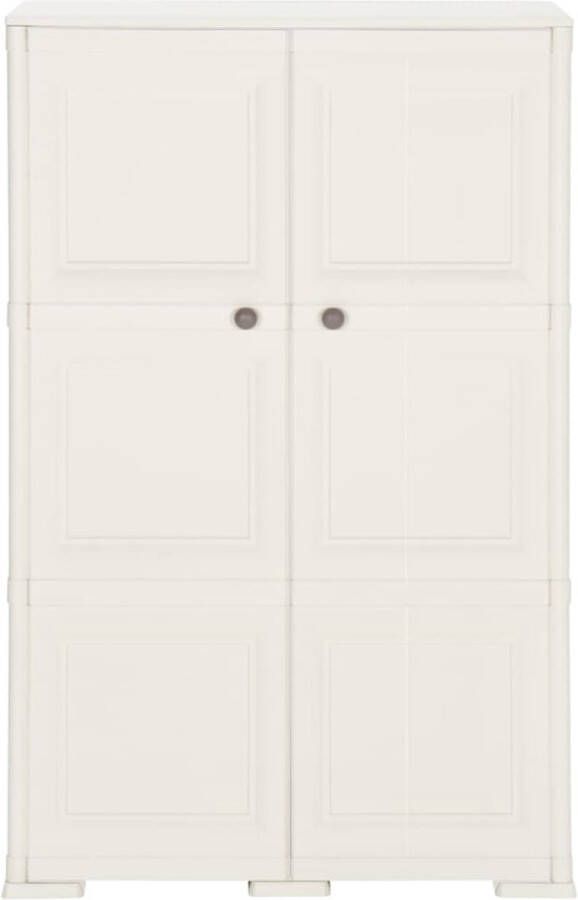 The Living Store Opbergkast Kunststof 79 x 43 x 125 cm Angorawit Maurt effect Opslagkast Opbergkast Houten Look Wit Plastic