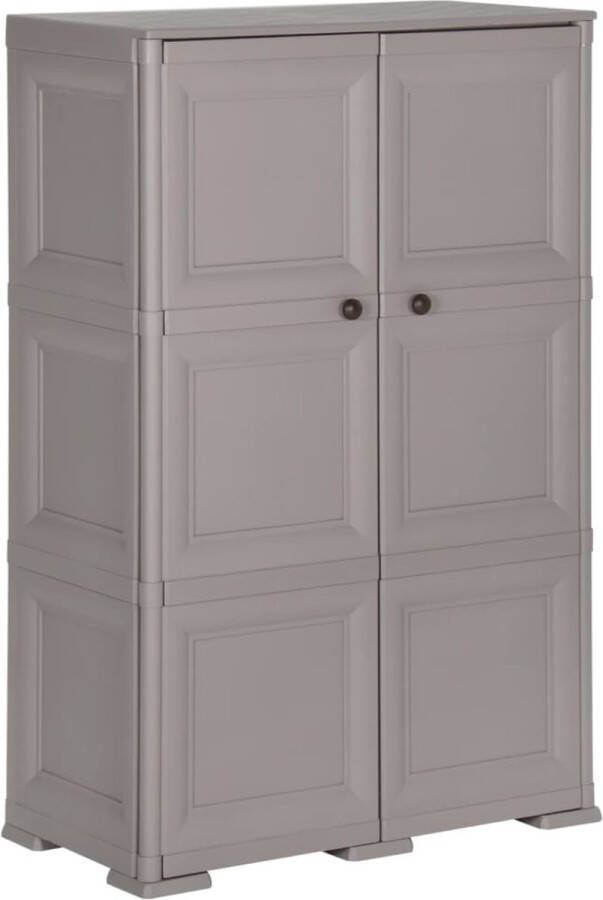 The Living Store Opbergkast hout-look 79x43x125 cm kunststof grijs Opbergkast Plastic Kast Grijze Kast Houten Look Kast Kunststof Kast