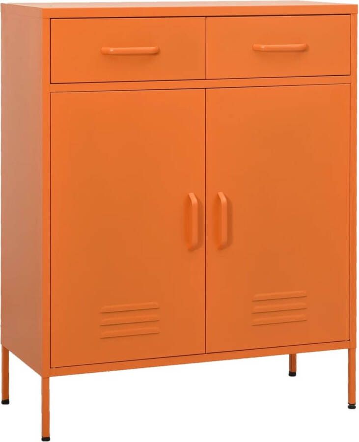 The Living Store Opbergkast Staal 80 x 35 x 101.5 cm Oranje Opslagkast Metalen Kast Oranjekast Opbergruimte Keuken Opslag - Foto 3