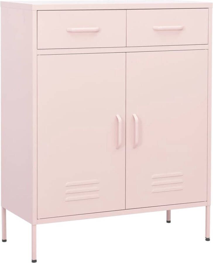 The Living Store Opbergkast Staal 80 x 35 x 101.5 cm Roze - Foto 2