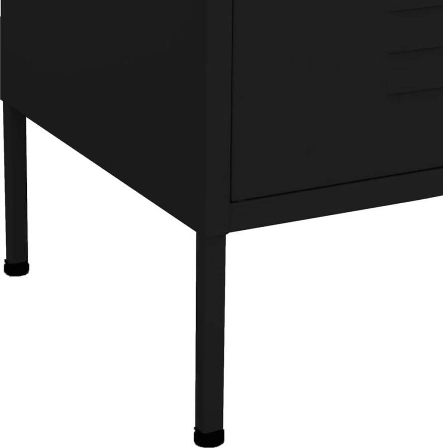 The Living Store Opbergkast 80x35x101 5 cm staal zwart Opslagkast Metalen Kast Zwarte Kast Opbergkast Staal Staalkast - Foto 2