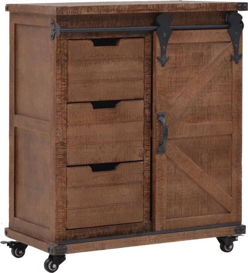 The Living Store Opbergkast Vintage 64 x 33.5 x 75 cm Bruin Massief Vurenhout Vintage Kast Houten Kast Opbergkast Salontafel Tv Meubel - Foto 2