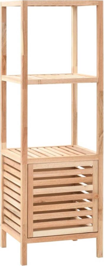 The Living Store Opbergkast Walnoothout Badkaast 39.5 x 35.5 x 123 cm Badkamerkast Opbergkast Walnotenhout Houten Kast Badkamerspiegel - Foto 2