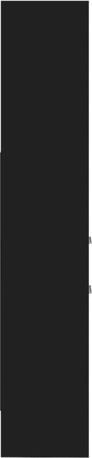 The Living Store Opbergkast Zwart 40x35x180 cm Stevig en Duurzaam 4 Vakken 2 Lades Bibliotheek Boekenkast Opbergkast Houten Boekenkast Zwarte Boekenkast - Foto 2