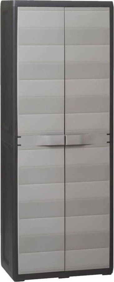 The Living Store Opslagkast Polypropyleen 65 x 38 x 171 cm TÃV-GS gecertificeerd Opslagkast Buitenschrank Tuinkast Kunststof Kast Grijze Kast - Foto 3