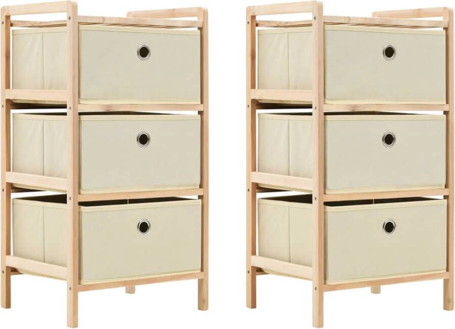 The Living Store Opslagmeubel Cederhout 3 Manden 32x26x60cm Beige Draagvermogen 2kg 2 rekken - Foto 2