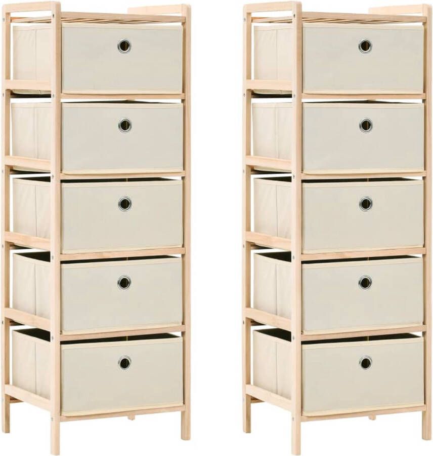 The Living Store Opslagmeubel Opbergrek met 5 Manden 32 x 26 x 93 cm Beige - Foto 2