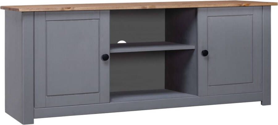 The Living Store TV-kast Stereokast Grijs Natuurlijk 120x40x50cm Massief grenenhout - Foto 2