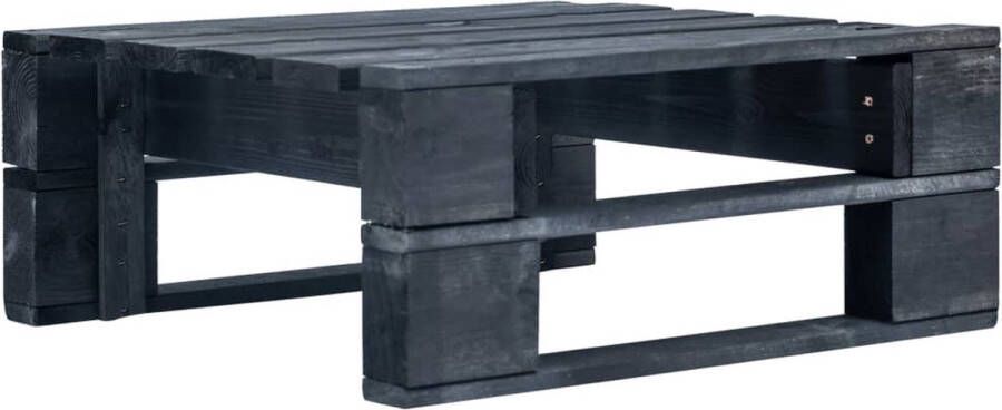 The Living Store Pallet Tuinpoef Houten Hocker 60 x 60 x 25 cm Zwart - Foto 2