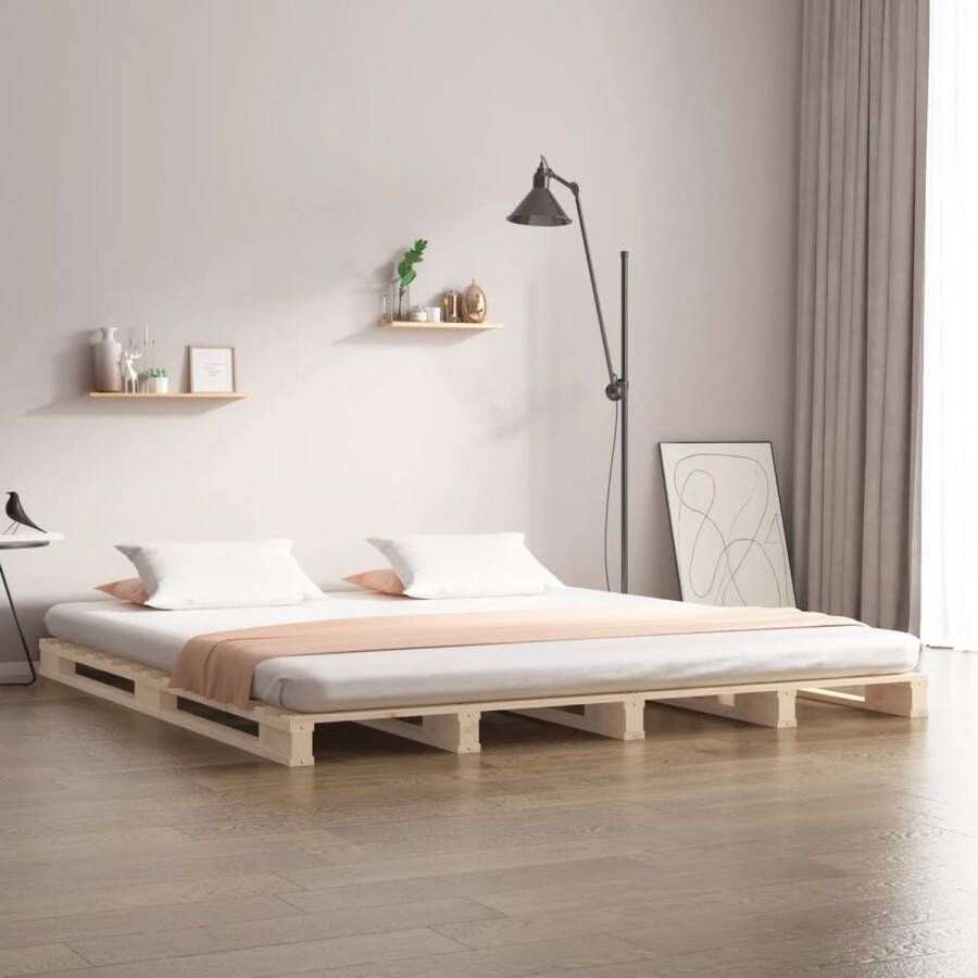 The Living Store Palletbed massief grenenhout 120x200 cm Palletbed Palletbedden Bed Slaapkamermeubel Bedframe Eenpersoonsbed Tweepersoonsbed Houten Bed Frame Bedbasis