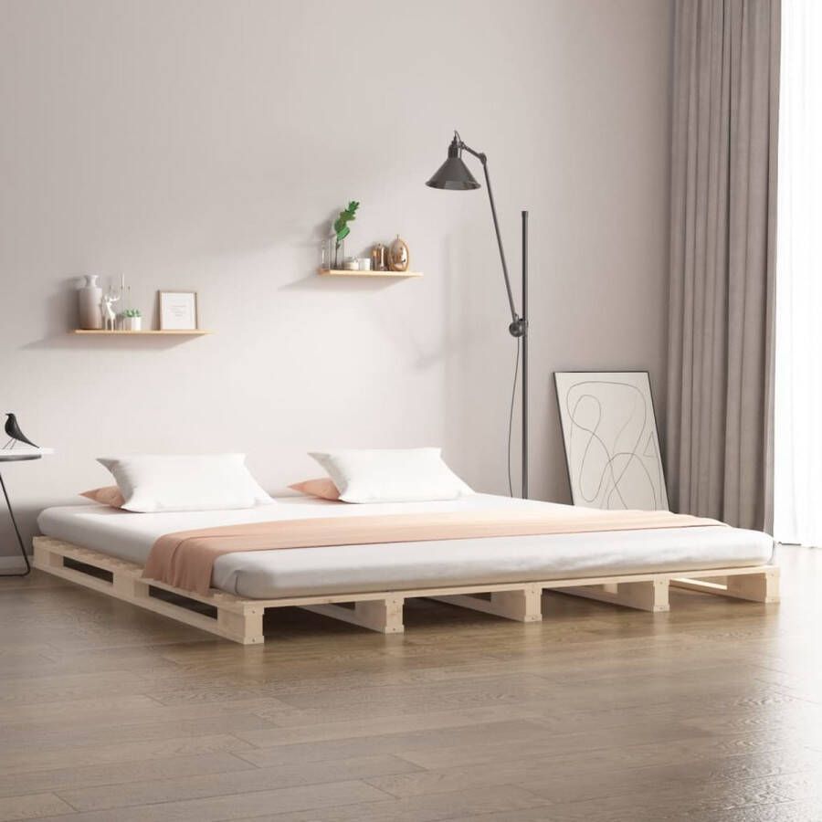 The Living Store Palletbed massief grenenhout 150x200 cm 5FT King Size Palletbed Palletbedden Bed Slaapkamermeubel Bedframe Eenpersoonsbed Tweepersoonsbed Houten Bed Frame Bedbasis - Foto 2