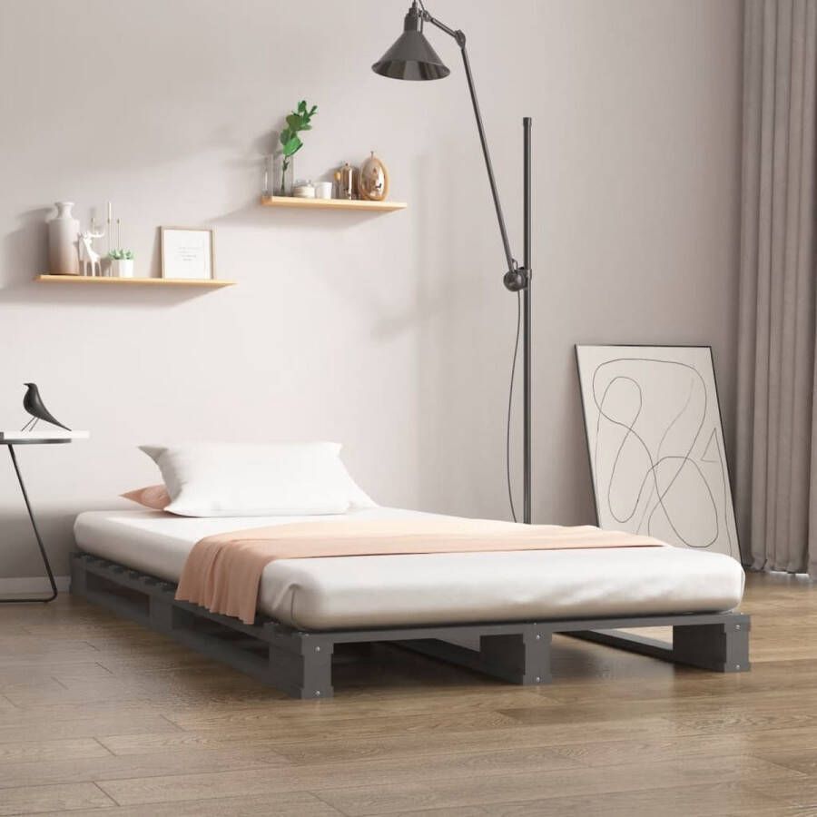 The Living Store Palletbed massief grenenhout grijs 75x190 cm 2FT6 Small Single Palletbed Palletbedden Bed Slaapkamermeubel Bedframe Eenpersoonsbed Houten Bed Frame Bedbasis - Foto 2