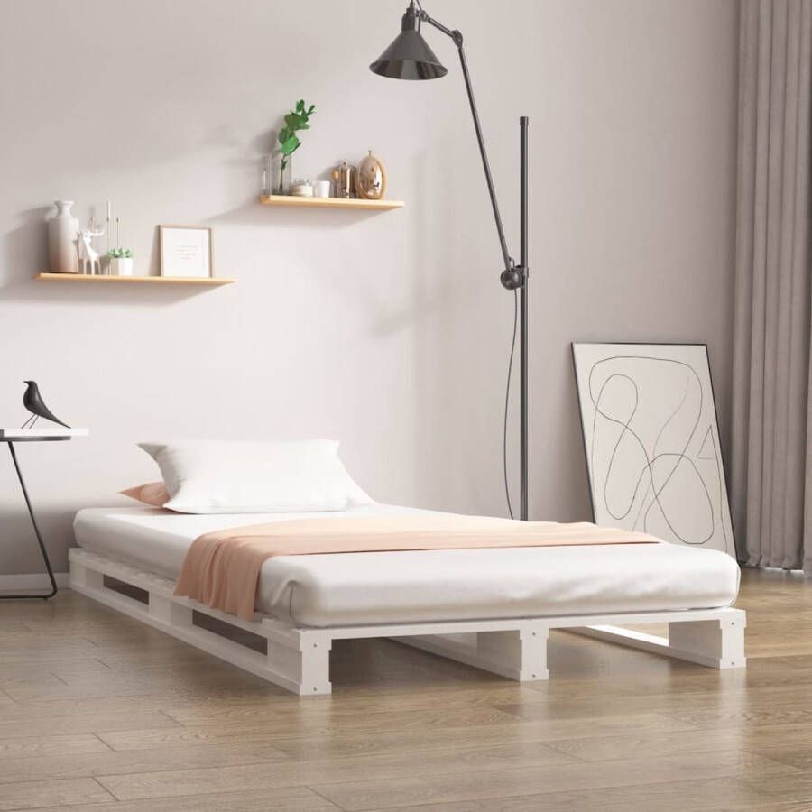 The Living Store Palletbed massief grenenhout wit 75x190 cm 2FT6 Small Single Palletbed Palletbedden Bed Slaapkamermeubel Bedframe Eenpersoonsbed Houten Bed Frame Bedbasis - Foto 2