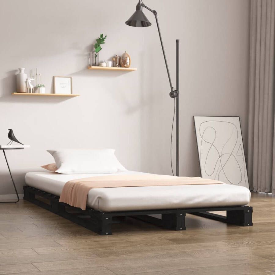 The Living Store Palletbed massief grenenhout zwart 100x200 cm Palletbed Palletbedden Bed Slaapkamermeubel Bedframe Eenpersoonsbed Houten Bed Frame Bedbasis - Foto 2
