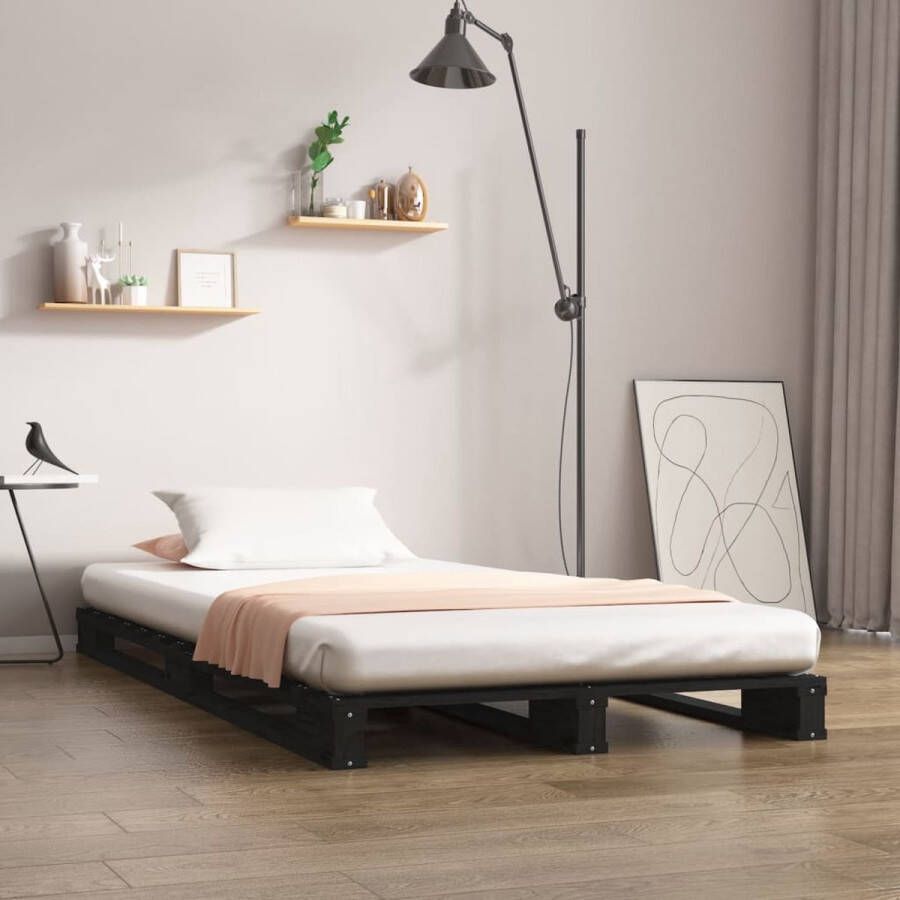 The Living Store Palletbed massief grenenhout zwart 90x190 cm 3FT Single Palletbed Palletbedden Bed Slaapkamermeubel Bedframe Eenpersoonsbed Houten Bed Frame Bedbasis - Foto 2