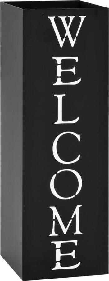 The Living Store Parapluhouder Modern Zwart 15.5 x 15.5 x 48.5 cm Met kunststof druppelblad Parapluhouder Staal Parapluhouder Modern Parapluhouder Zwarte Parapluhouder Paraplu Standaard