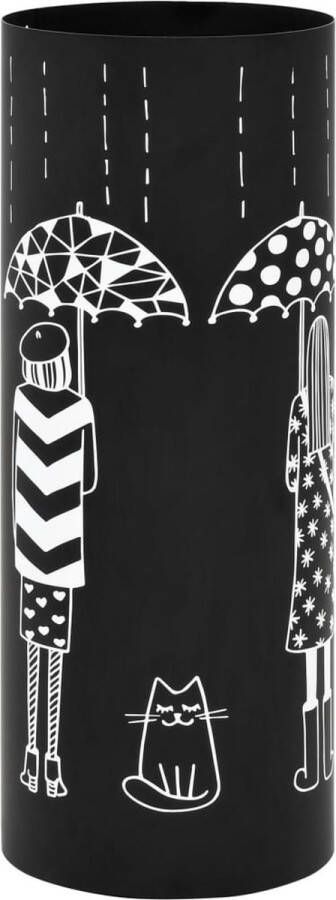 The Living Store Parapluhouder Modern Zwart Gepoedercoat staal 18 x 48.5 cm Moderne Parapluhouder Paraplu Standaard Parasolstandaard Regenbescherming Entreedecoratie