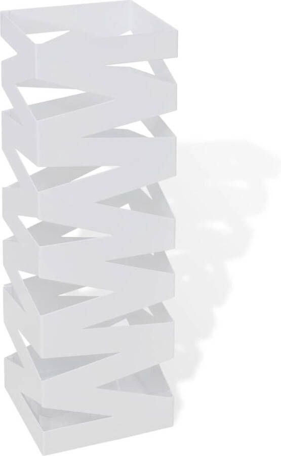 The Living Store Parapluhouder Staal 15.5 x 15.5 x 48.5 cm Met uitneembare lekbak Wit Parapluhouder Staal Paraplustandaard Paraplu Standaard Regenboog Parapluhouder Wit Parapluhouder