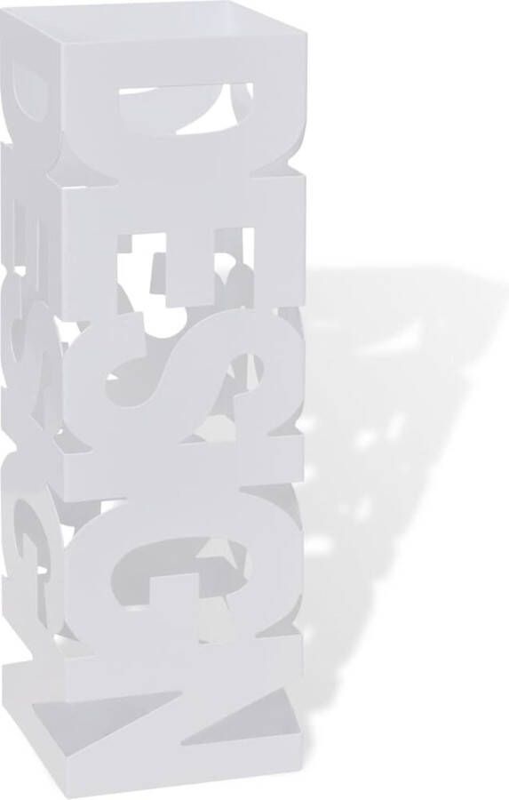 The Living Store Parapluhouder Wit 15.5 x 15.5 x 48.5 cm Uitneembare lekbak Gepoedercoat staal Parapluhouder Staal Parapluhouder Witte Parapluhouder Modern Parapluhouder Paraplustandaard
