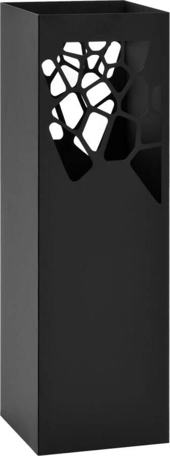 The Living Store Parapluhouder Zwart 15.5x15.5x48.5 cm Kunststof druppelblad Gepoedercoat staal Parapluhouder Paraplubak Regenbescherming Halstandaard Entreedecoratie