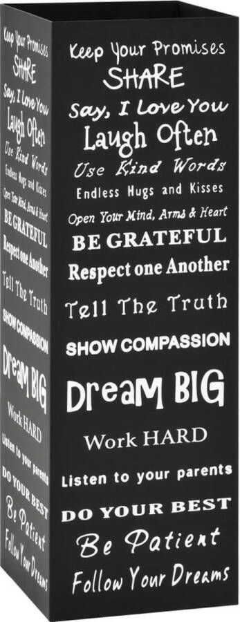 The Living Store Parapluhouder Zwart gepoedercoat staal 15.5 x 15.5 x 48.5 cm met verwijderbaar druppelblad Parapluhouder Staal Zwart Parasolstandaard Regenbescherming