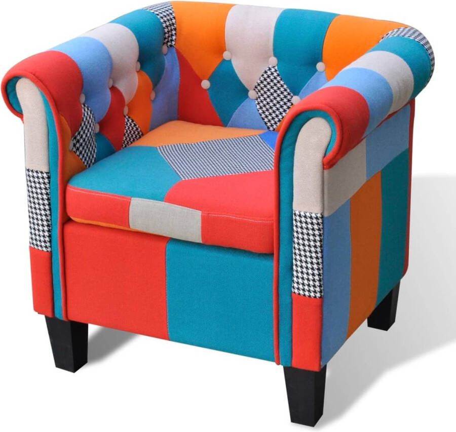 The Living Store Patchwork Fauteuil Polyester 68.5x60.5x65cm Multiplex Frame - Foto 2