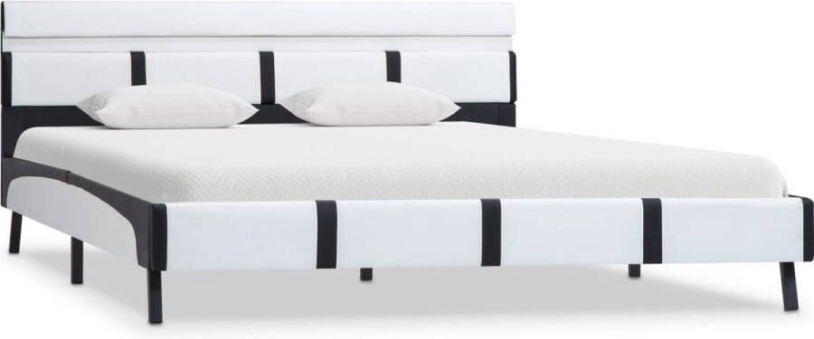 The Living Store Bedframe met LED kunstleer wit 120x200 cm Bedframe Bedframes Bed Bedden Tweepersoonsbed Tweepersoonsbedden Slaapkamermeubilair Slaapkamermeubel Slaapkamermeubels Slaapkamermeubelen Slaapmeubel - Foto 2