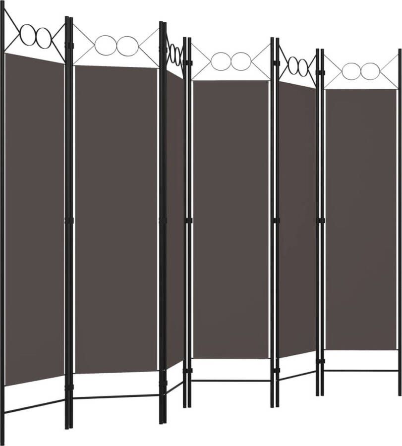 The Living Store Praktische Ruimteverdeler 240 x 180 cm Antraciet Inklapbaar Gepoedercoat IJzer Stoffen Schermen Kamerscherm Scheidingswand Privacy Screen Ruimteverdeler Paravent