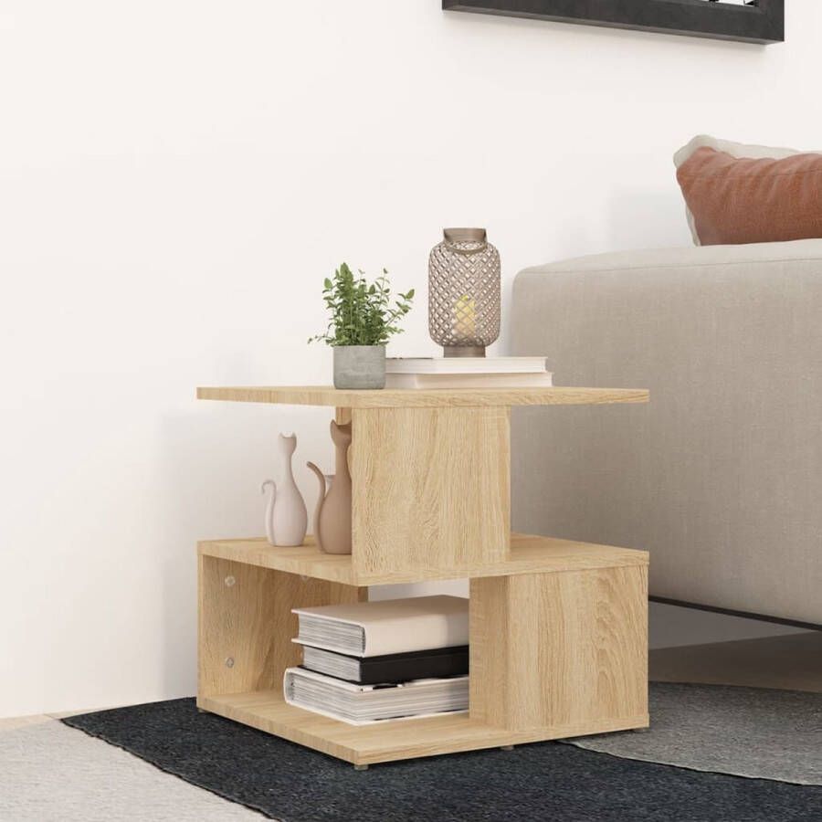The Living Store Praktische woonkamertafel 40 x 40 x 40 cm Sonoma eiken Montage vereist - Foto 2