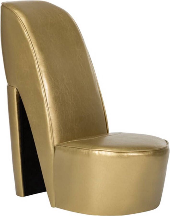 VidaXL Lounge Chair Hakstoel kunstleer goudkleurig Pump Stool Designtool Bijzondere Stoel - Foto 2