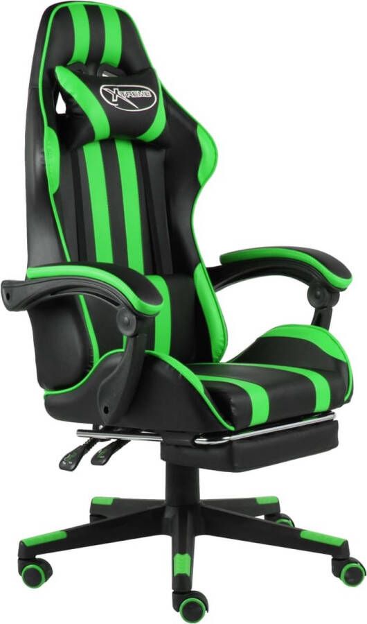 The Living Store Racestoel Luxe Gamestoel 62 x 69 x (115 130) cm Kunstleer Zwart Groen Racestoel Gamingstoel Kantoorsstoel Ergonomische Stoel Kunstleder Stoel - Foto 2