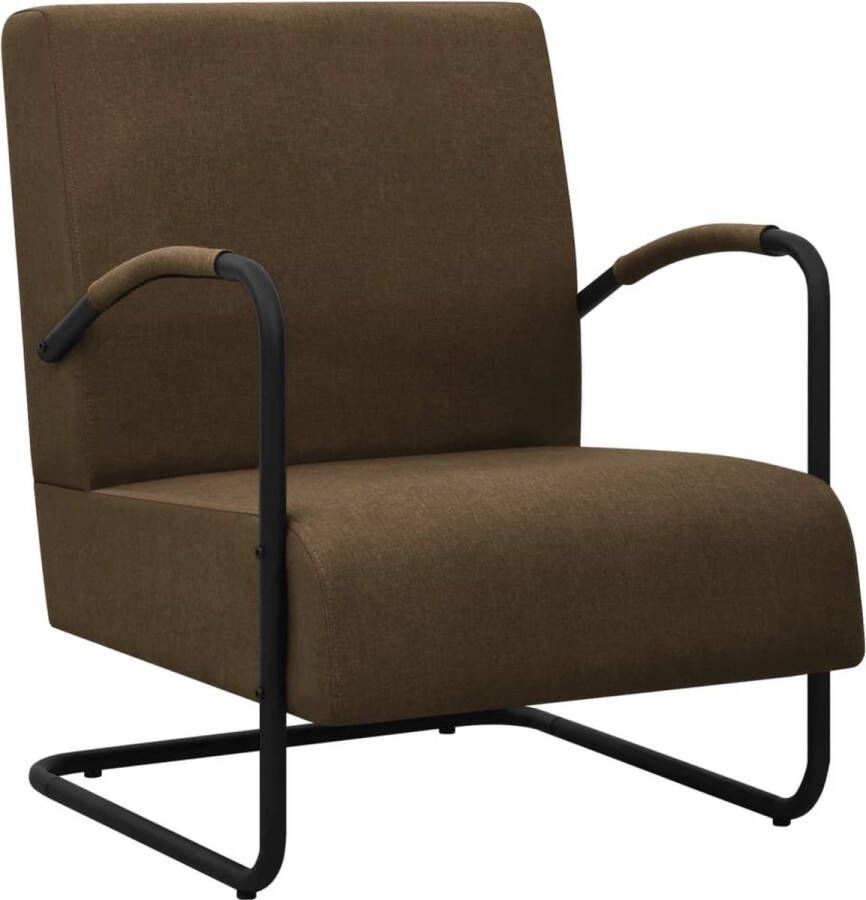 The Living Store Relaxfauteuil Fauteuils 64.5 x 77 x 84 cm Donkerbruin Zwart Polyester en Gepoedercoat Metaal 110 kg Montage vereist - Foto 2